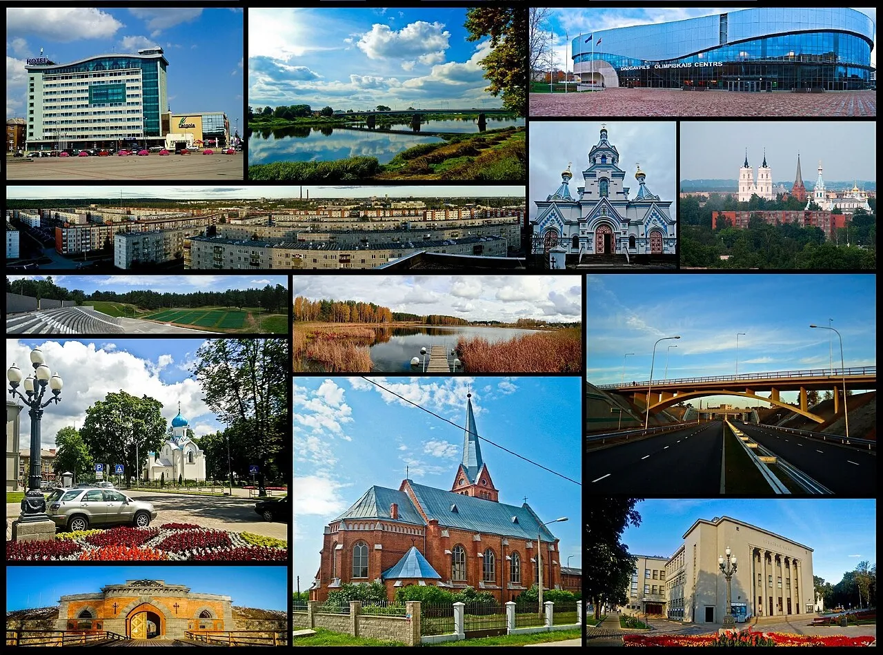 Verschillende aanzichten van de stad Daugavpils in Letland.