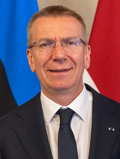 De Letse president Edgars Rinkēvičs tijdens een ontmoeting in 2026