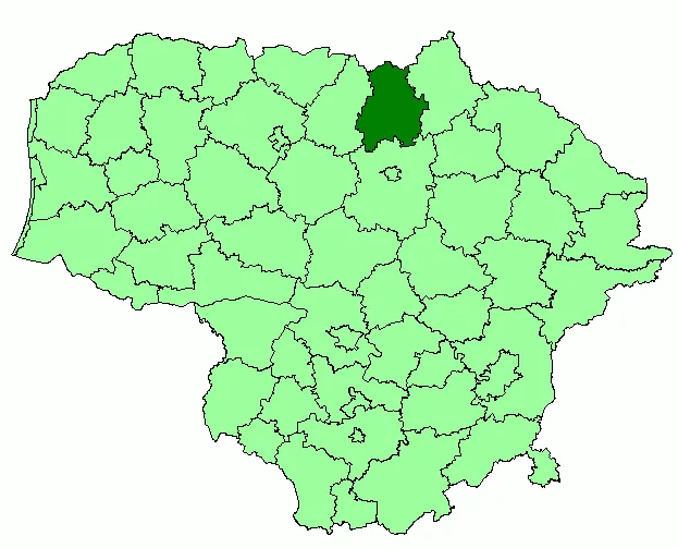 Ligging van het district Pasvalė binnen Litouwen